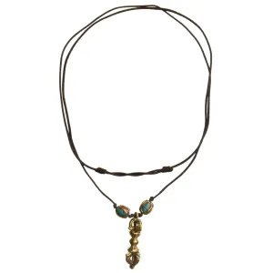 Wikinger Halskette Karke mit Talisman Dorje aus Messing in Goldgelb Frontansicht