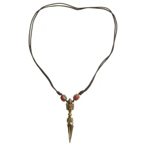 Wikinger Halskette Birkhilt mit Talisman Phurpa aus Messing in Goldgelb Frontansicht