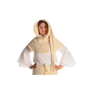 Mittelalter Gugel Ampflise in Beige Frontansicht