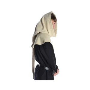 Mittelalter Gugel Mahaute in Beige Seitenansicht