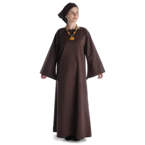 Mittelalter Kleid Sigune in Braun Frontansicht