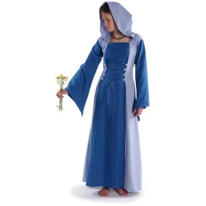 Mittelalter Kleid Liebgart in MISSING: royalblue-lightblue Frontansicht
