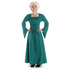 Mittelalter Kleid Amurfina in Grün Frontansicht