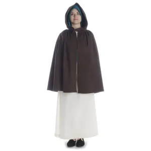 Mittelalter Umhang Virginal in Braun Seitenansicht