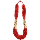 Mittelalter Perlenkette Weatreis rot aus Horn-Resin in Rot Seitenansicht