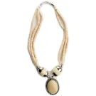 Mittelalter Halskette Beda beige aus Horn in Beige Frontansicht