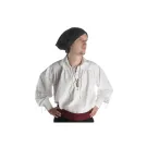 Schnuerhemd mit weitem Kragen in weiss Frontansicht