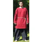 mittelalterliche Tunika mittellang aus Schafwollfilz mit Rundkragen rot - Frontansicht