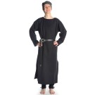 Mittelalter Tunika Siegfried lang in Schwarz Frontansicht
