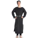 Mittelalter Tunika Siegfried lang in Schwarz Frontansicht