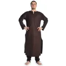 Mittelalter Tunika Schlitzkragen lang in natur-beige, schwarz und braun