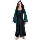 Mittelalter Kinderkleid mit Gugel Kapuze in grün-schwarz - Frontansicht