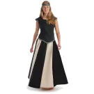 Mittelalter Rock Ginover in Schwarz-Beige Frontansicht