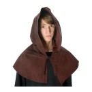 Mittelalter Kapuze offen zum Schnueren aus reiner und fester Baumwolle in schwarz und braun