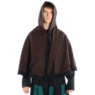 Mittelalter Pelerine mit Gugel aus Baumwolle in braun, schwarz, rot und gruen
