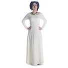 Mittelalter Kleid Schoete in Hanffarben Frontansicht