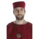 Mittelalter Kappe Reginbald white (Set) in Weiß-Rot Frontansicht